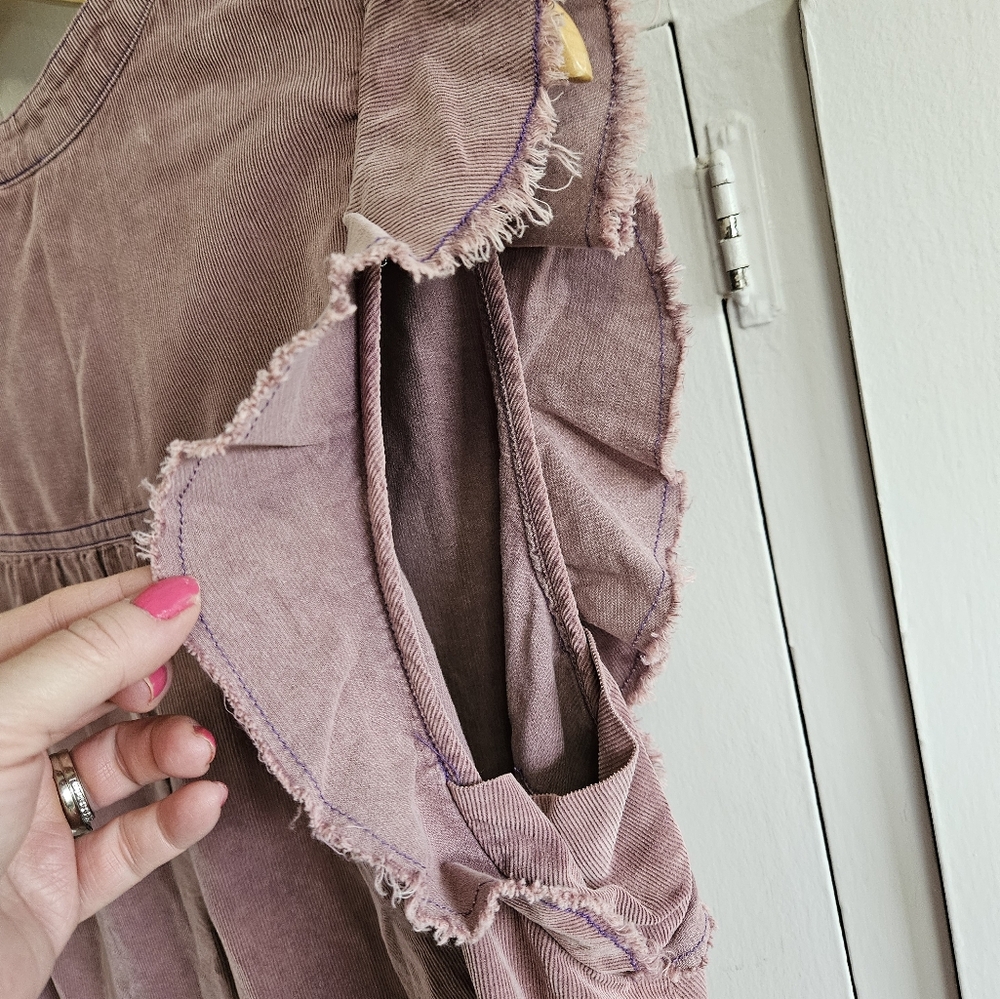 NWT Pilcro ( Anthropology) flounced corduroy pink mini dress Size 1X - Picture 11 of 11